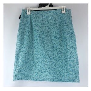 teal seaform floral mini pencil skirt